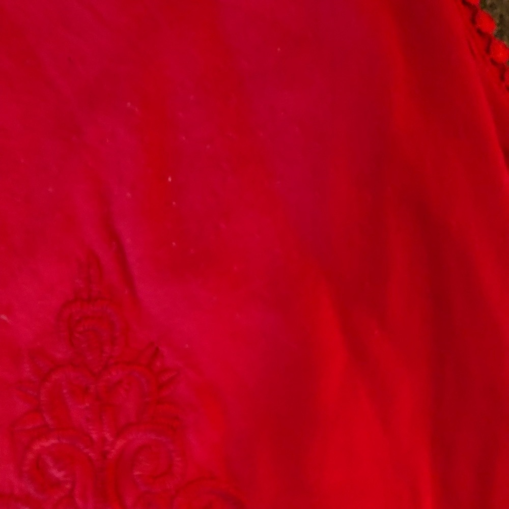 Red tank top with lace bottom